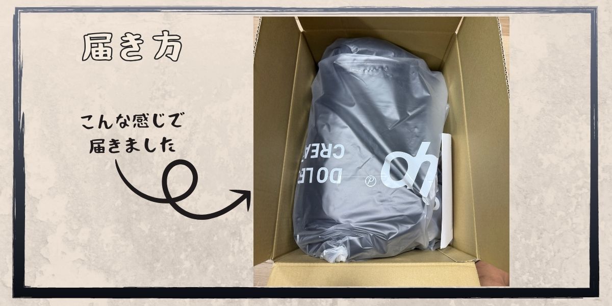 FLOORPACK Cargoが届いた状態。箱に入って配送された様子