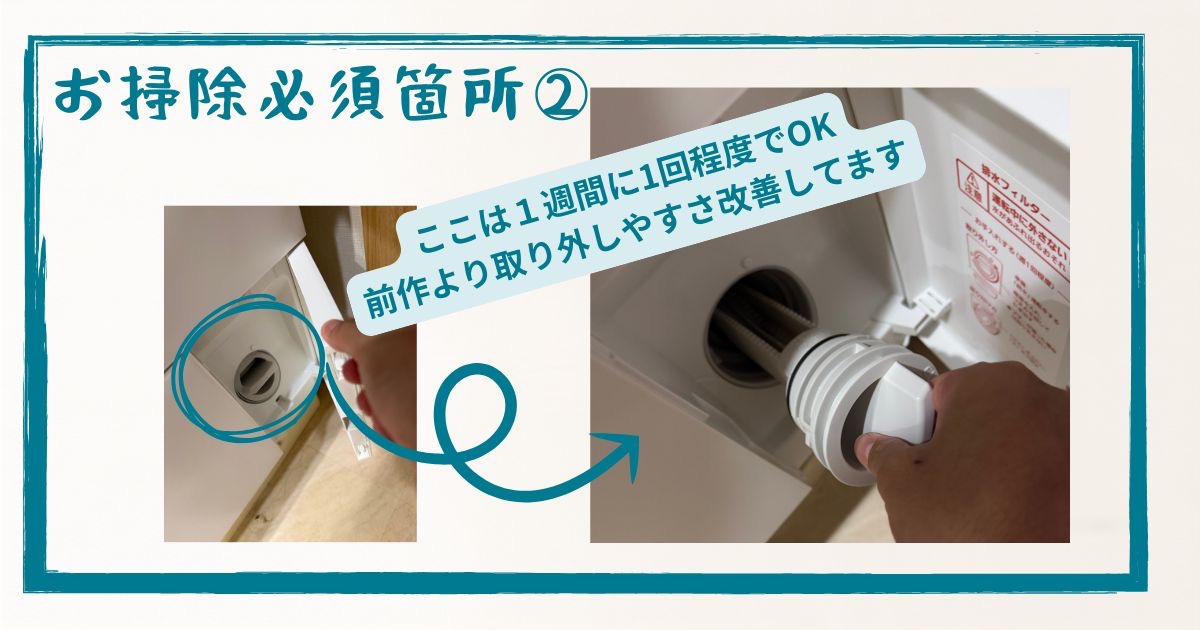 下の排水フィルターの着脱