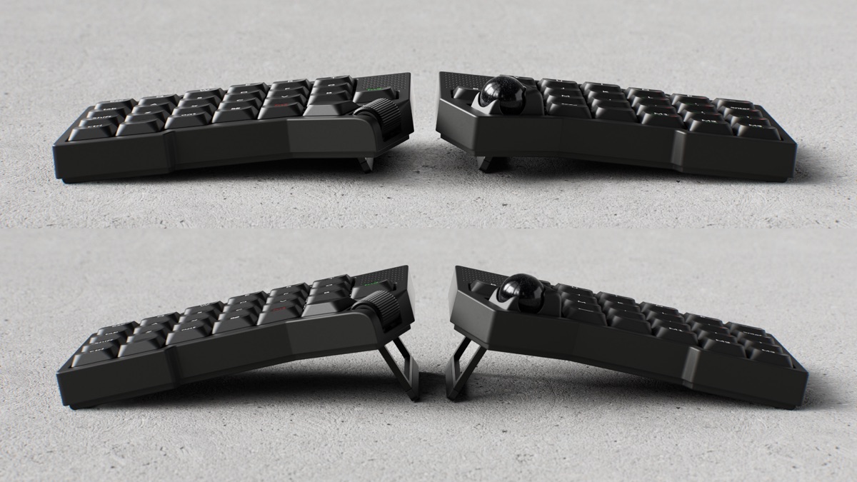 Keychron Orca echoのテンティングスタンドで角度をつけた状態