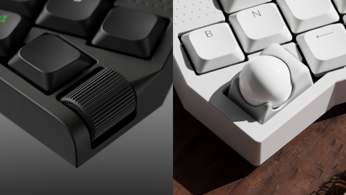 Keychron Orca echoの親指位置にあるトラックボールと水平ホイール