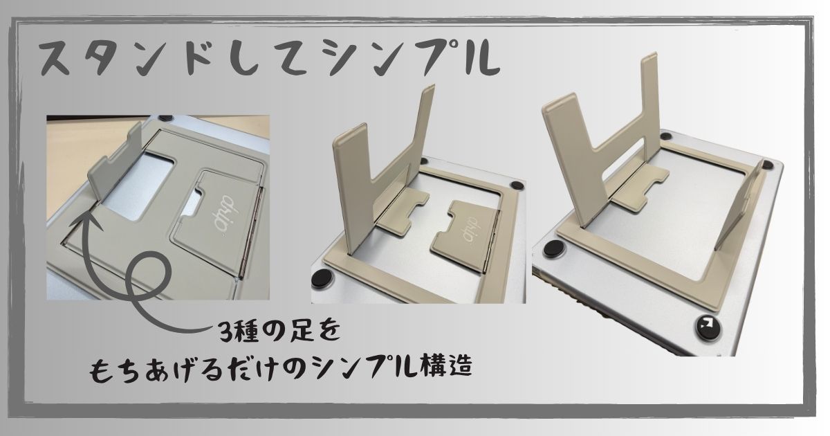 UUUKのフリップ構造。3種類の足を持ち上げるだけのシンプルな仕組み